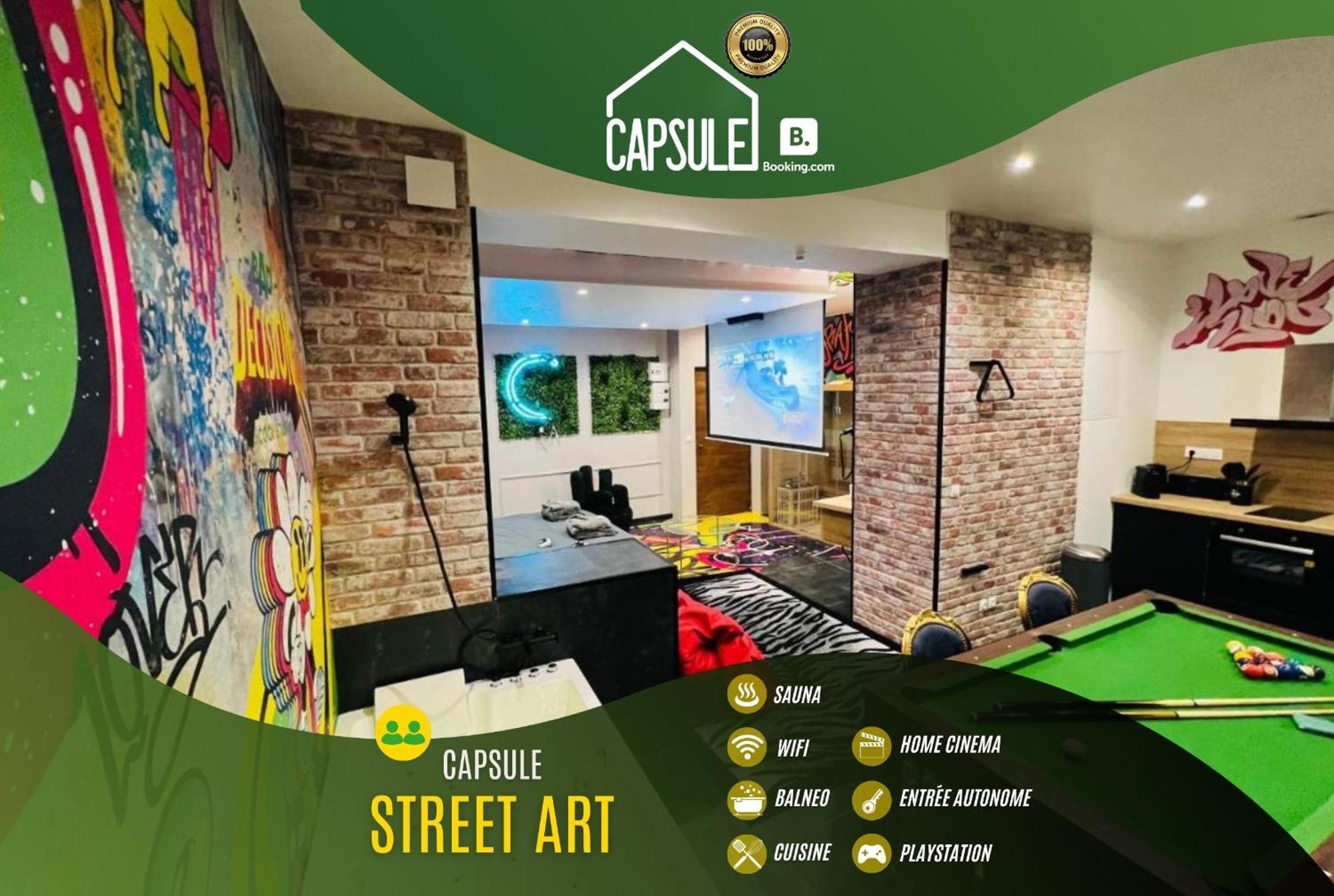Capsule Street Art - Sauna- Jacuzzi - Playstation 5 - Billard - Netflix - Home Cinema - Terrasse Douai Esterno foto